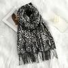 Sexy Zebra-stripe Tassels Shawl Imitation Cashmere Thickened Foulard Pashmina Hijabs Windproof Lady Scarves Wraps Neck Warmer