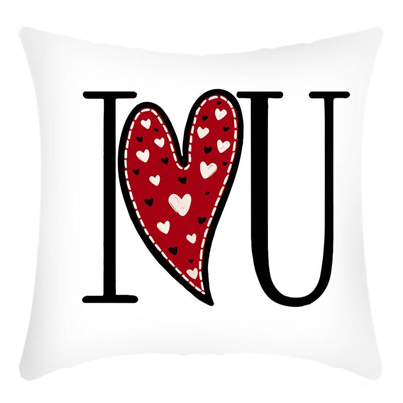 Linen Digital Printing Valentine's Day Cushion Cover Nordic Festival Home Sofa Office Cushion Love Cushion Cover