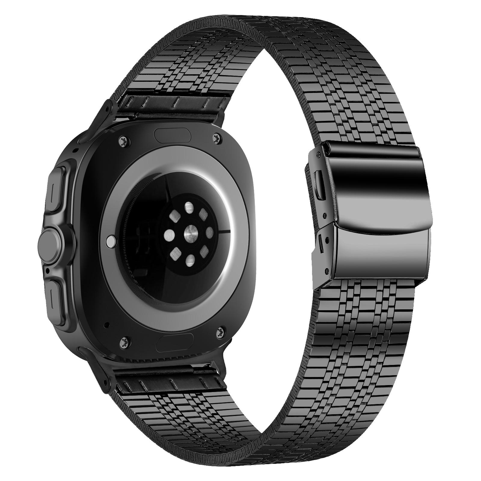 

Для Samsung Galaxy Watch Ultra (2025) Ремешок для часов 47 мм из черной нержавеющей стали с 5 звеньями A