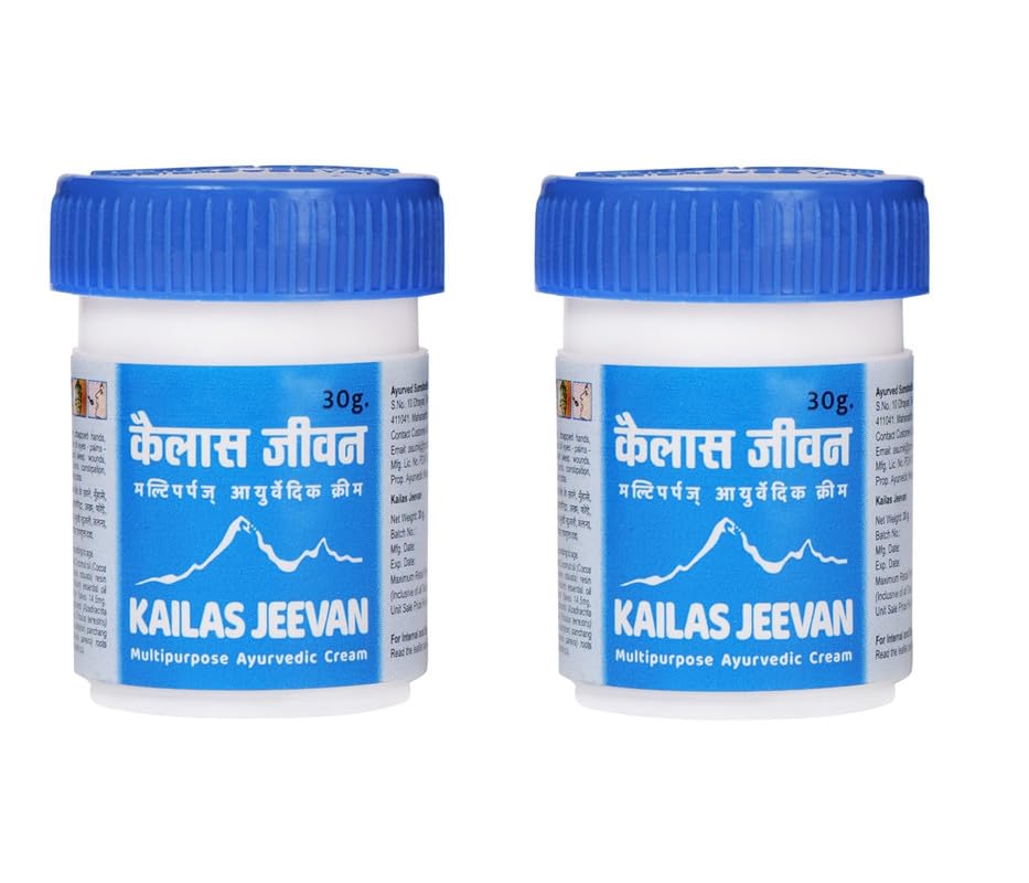 Kailas Jeevan Herbal Skin Cream 30 g X Pack of 2 Natural Ayurvedic Moisturizing Balm for Soft Smooth Glowing Skin Care