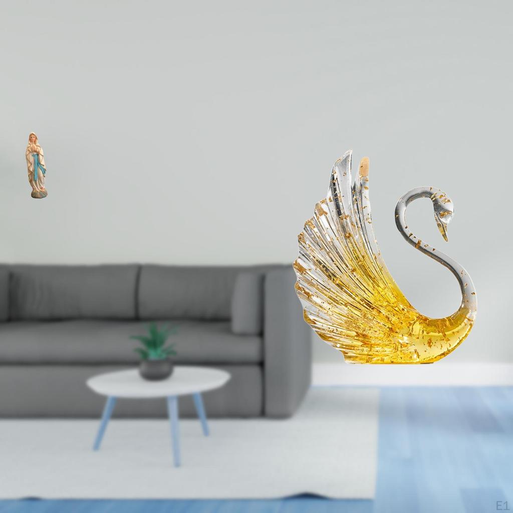 Mary Swan Figurine Resin Sculpture Decorative Desk Display Blessed Artwork Bird Statue for Office