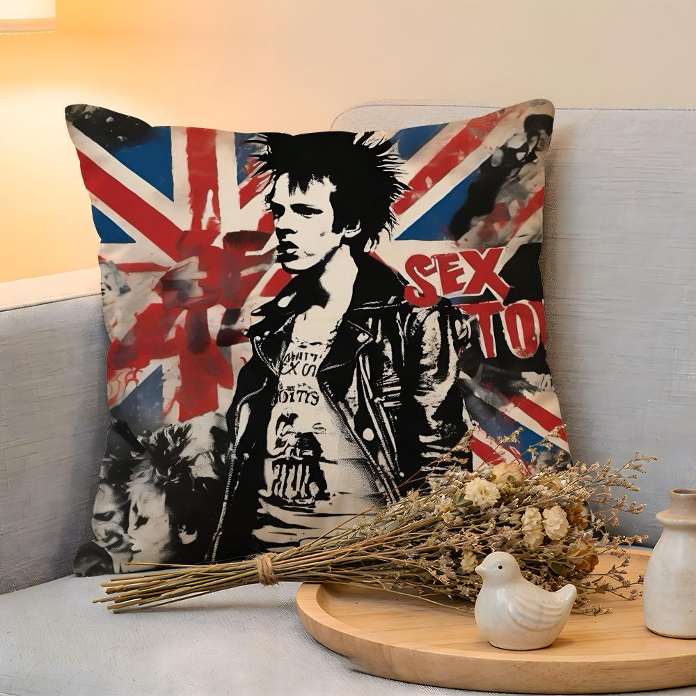 Cushion Cover Linen SkinFriendly Soft Decorative Case For Sofa Home Decor Punk Rock Band SSex Pistols Pillow Cover
