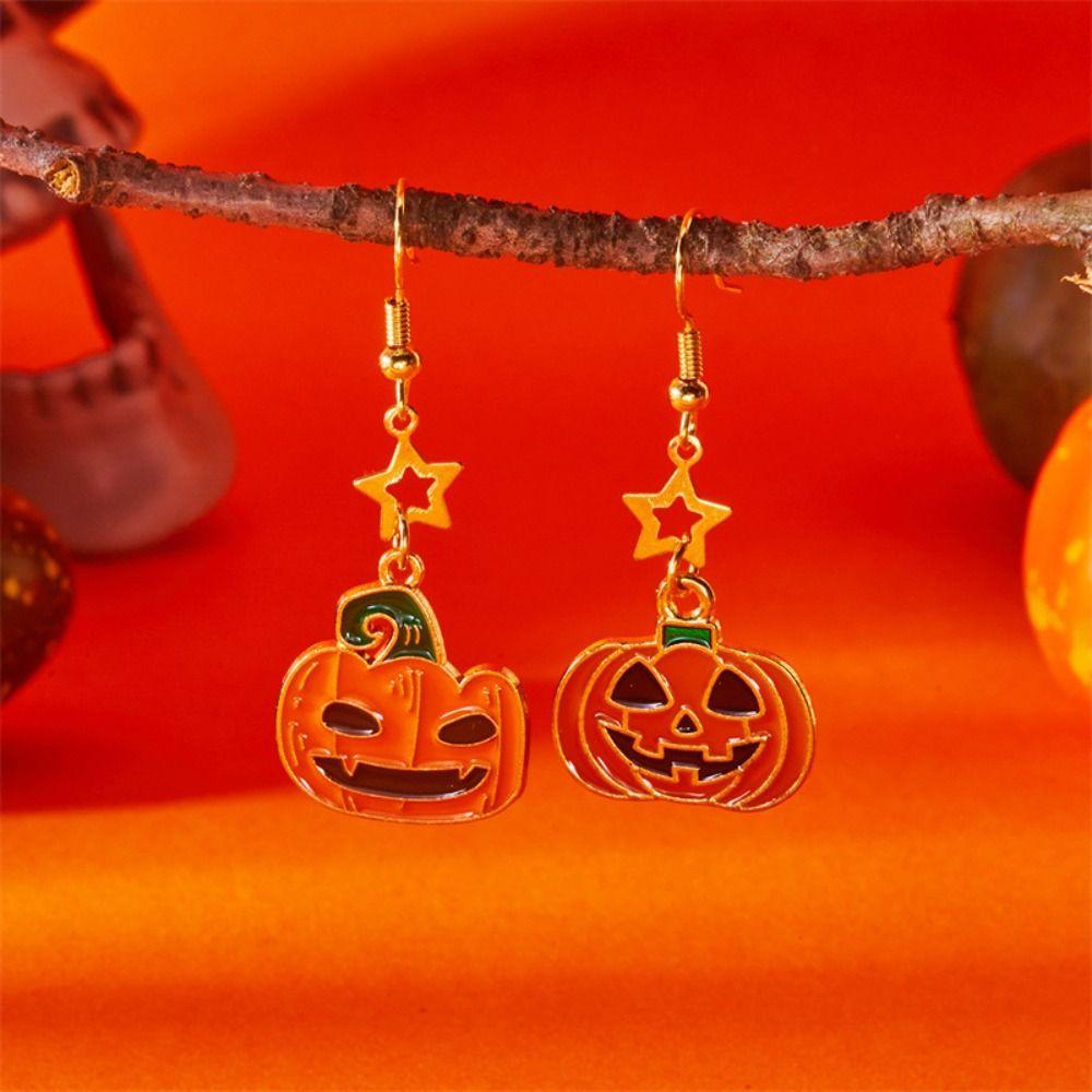 Ghost Halloween Earrings Zinc Zinc Alloy Ghost Dangle Earrings Exquisite Pumpkin Ear Studs  Party