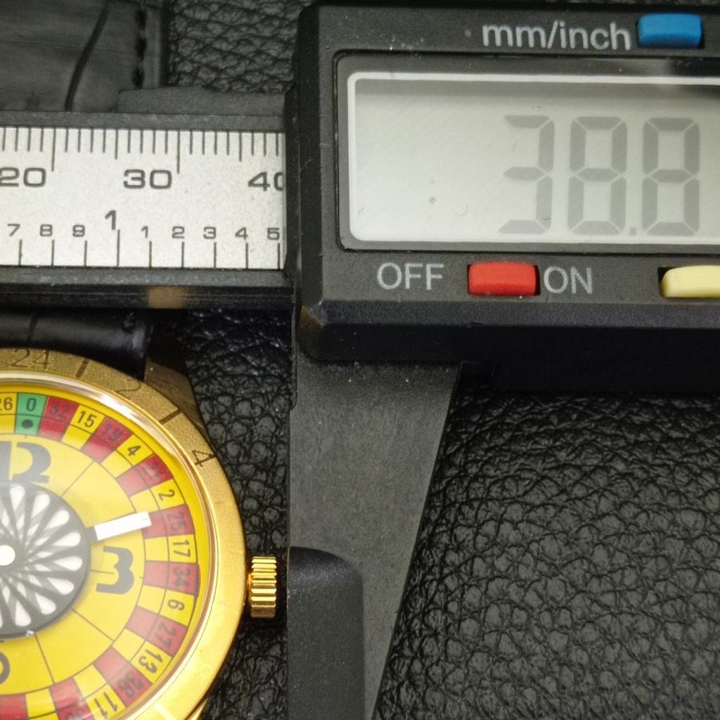 HAND-WINDING VINTAGE SWISS MENS POKER FACE YELLOW COLOR DIAL WATCH A701177-5 R205b-a701177