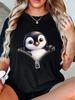 Cute Penguin Pattern T-shirt- Women's Summer Short Sleeve T-shirt. Unisex, the 2025 Summer Short-sle