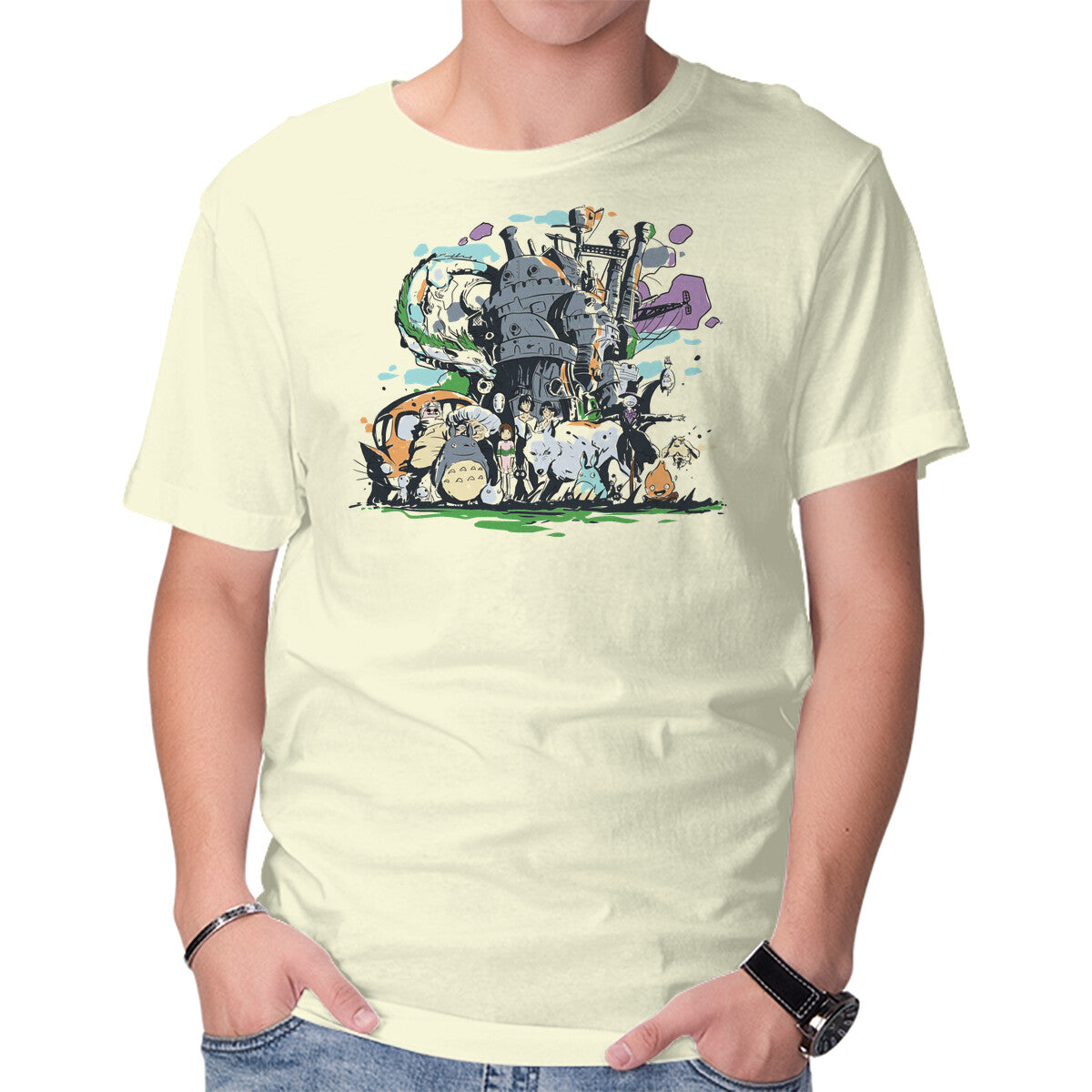 Unisex Crew Neck T-Shirt Miyazaki Universe Graphic Short Sleeve Casual Tee L