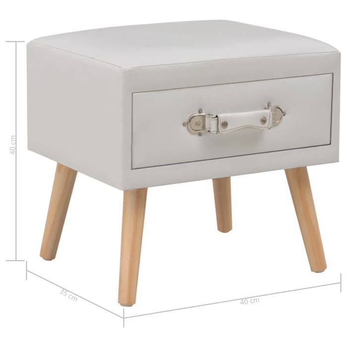 Tables de chevet - VIDAXL - Blanc - Similicuir et pinède solide - 1 tiroir