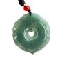 Natural A-Grade Ice Blue Jade Hollowed Peace Ring Pendant - Exquisite Chinese Retro Ornament