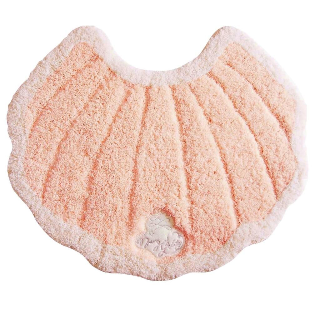 Okato Merry Gelato 4-Piece Pink Seashell Toilet Mat Set, Multi-Purpose, for Washing and Heated Toilet Use, Regular Toilet, Lid Cover, Paper Holder Cov
