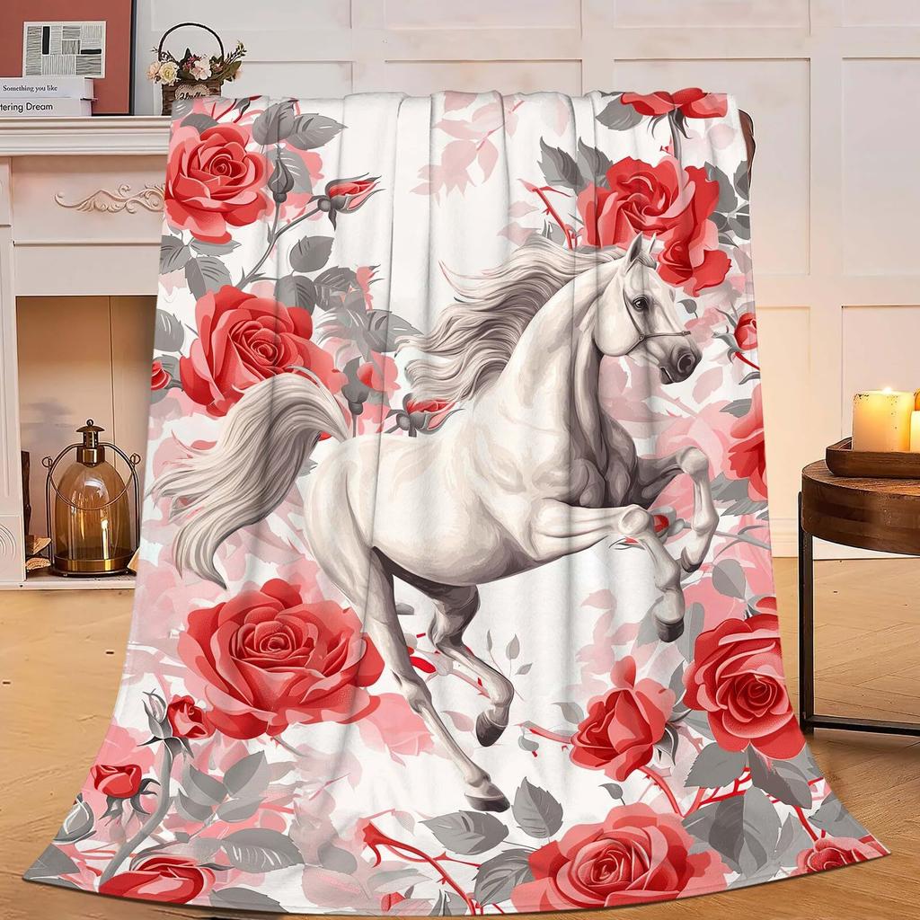 Black and white wolf in the night sky digital-printed polyester Bedroom velvet flannel soft cover blanket Fleece cover blankets