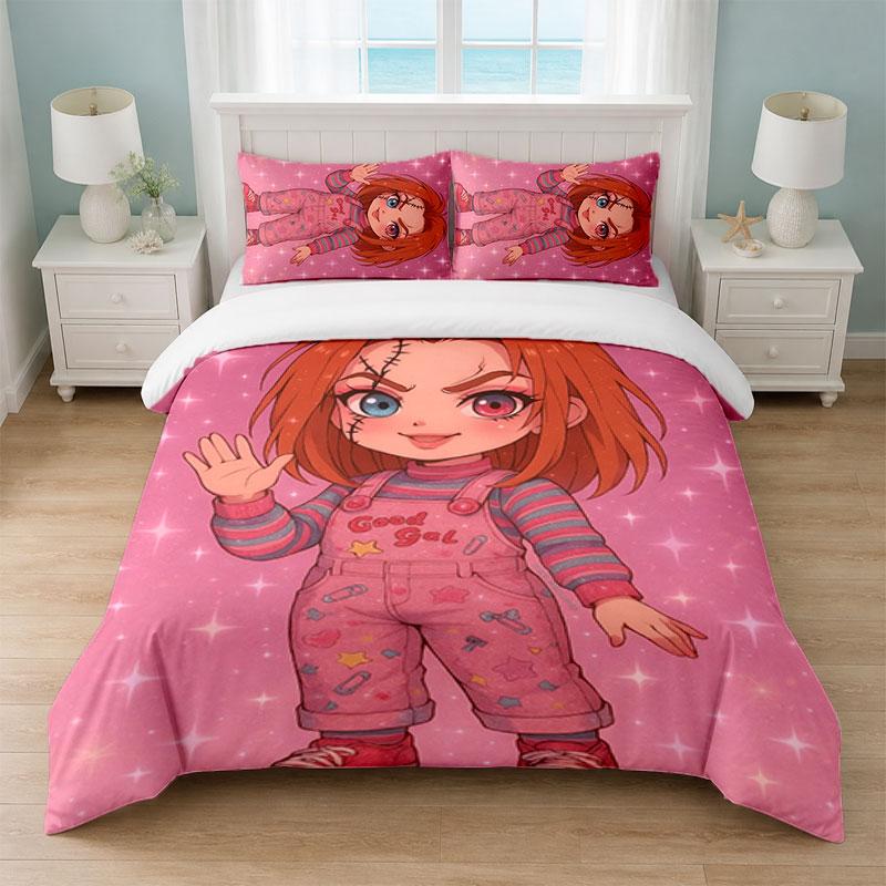 Child's Play Chucky Tiffany Bedroom 3Pcs Bedding Set Soft Bed Sheet Pillowcases Home Bedding Decoration