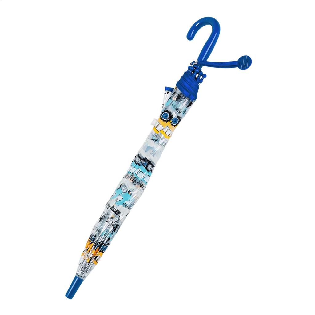 Clear Kids Umbrella Transparent Dome Windproof Safety Round Tip Easy Grip Hook Handle for Toddler Boys Girls Rainy Walking Play