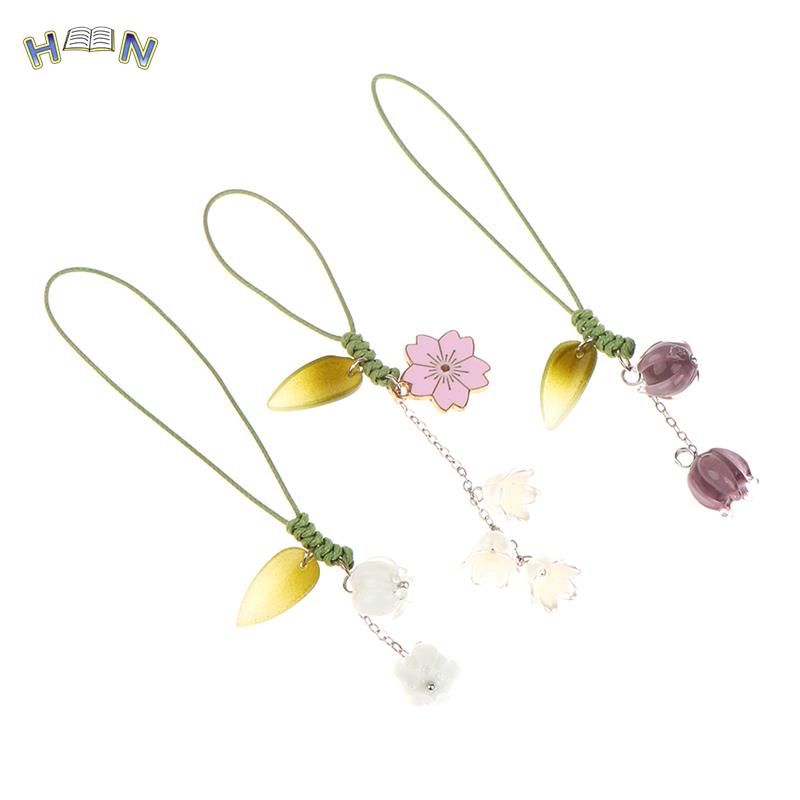 Cute Tulip Flowers phone Strap Lanyards Charms Mobile Phone Case Keychain Car Key Chains Headset Cover Hang
