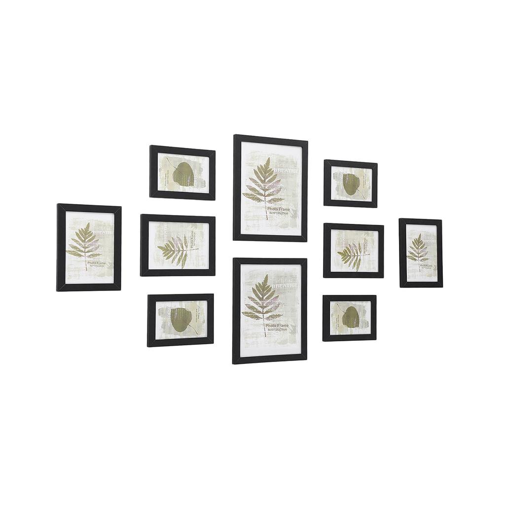 SONGMICS Picture Frames Set of 10 Photo Frames - Two 8" x 10" (20 x 25 cm), Four 5" x 7" (13 x 18 cm), Four 4" x 6" (10 x 15 cm), Black