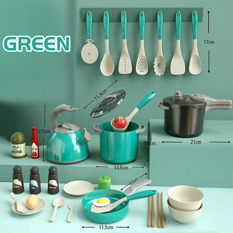 High Quality Christmas Gifts for Girls Kids Kitchen Cooking Toy Set Play Food With Pots Pans Cookware Play Role Playing Toys