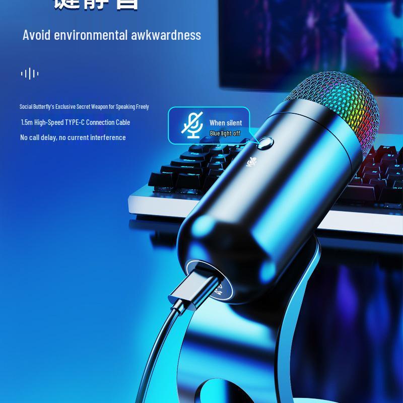 USB Desktop Microphone for Home Use: Ideal for Online Classes, Meetings, Gaming, Recording, Streaming, with Noise Reduction Compatibility.
