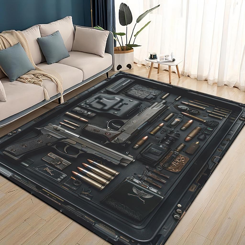 Style Military Shoot Gun Armoury Hot Weapons Rug for Living Room Bedroom Home Sofa Decoration,Kids Floor Mat