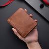 Men’s Vintage Bifold Wallet Oil Wax PU Leather Short Wallet Multi Card Holder ID Window Slim Pocket Wallet for Men