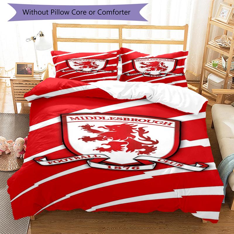 Middlesbrough F.c Printed Pattern Duvet Cover Set – Includes 1 Duvet Cover and 2 Matching Pillowcases Bedroom Decor Christmas Gifts
