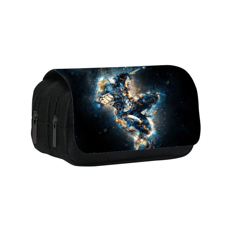 Piece One Pattern Double Layer Flip Cover Student Stationery Storage Bag Pencil