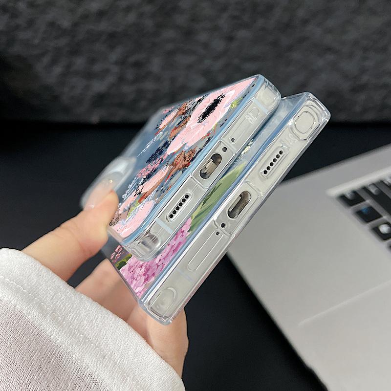 Motif Floral Plume Pailleté Étui de Téléphone Slim Pour Samsung S25 Ultra S24 FE S23 A56 A36 A16 A55 TPU Antichoc Bord Souple Paillettes Coque Arrière Rigide en PC