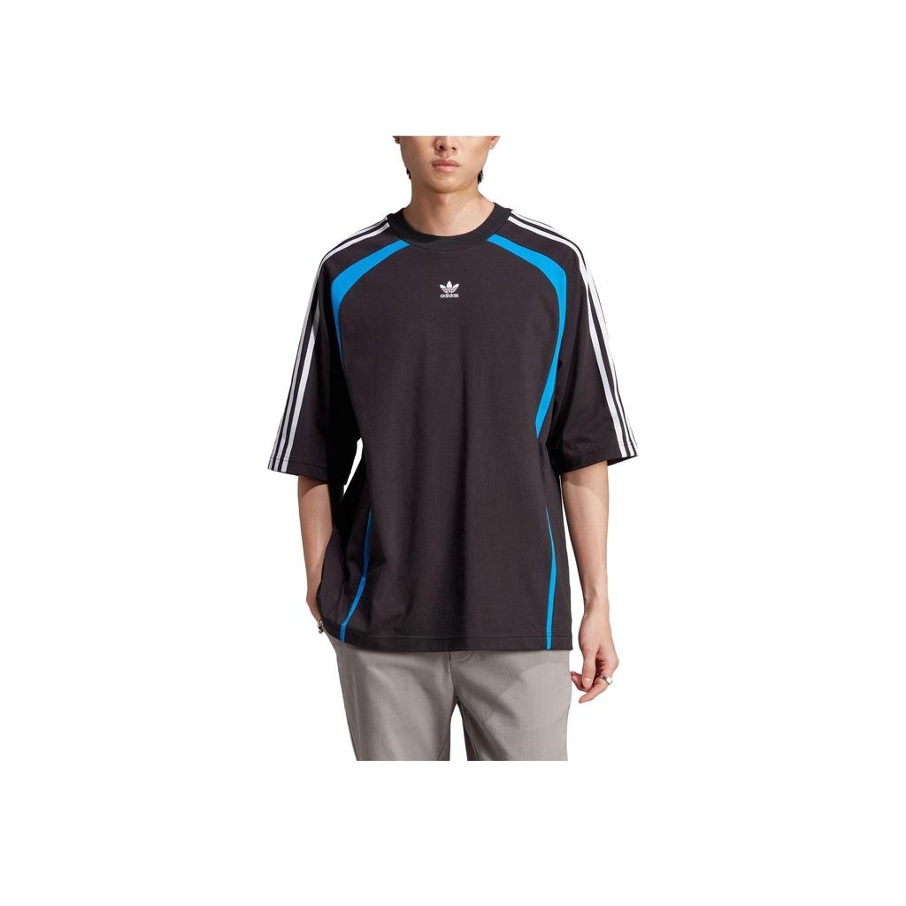 adidas Trefoil Three-Stripes Logo Sport T-Shirt mit Rundhalsausschnitt Herren Oberteile Schwarz IW3640