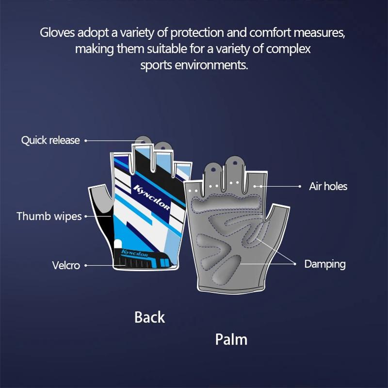 Half Finger Shock-absorbing Bicycle Gloves for Men Summer Breathable Mountain Bike Accessories Anti Slip Printed Bicycle Gloves
