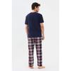 Men's Short Sleeve Plaid Patterned Cotton Pajama Set
