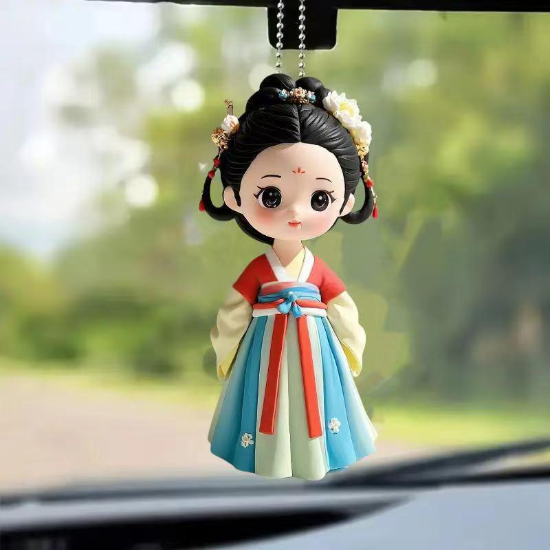 Creative Tang Dynasty Tang Lady 2D Acrylic Keychain Car Backpack Ornament Pendant Cute Ancient Style Decoration