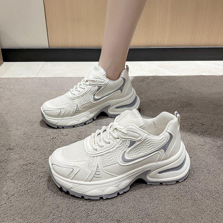 Mesh Color Matching Breathable Dad Shoes Summer New Campus Versatile Casual Women's Shoes Thick-soled Heightening Sports Shoes