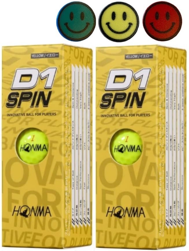 

D1 SPIN Golf Balls, 2 Sleeves, with 3 Ball Marks (Yellow, 2 Sleeves)