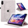 Case + Tempered Glass for Xiaomi Redmi Pad 2 11 Inch 2025, Shockproof Rotating Synthetic Leather Pink