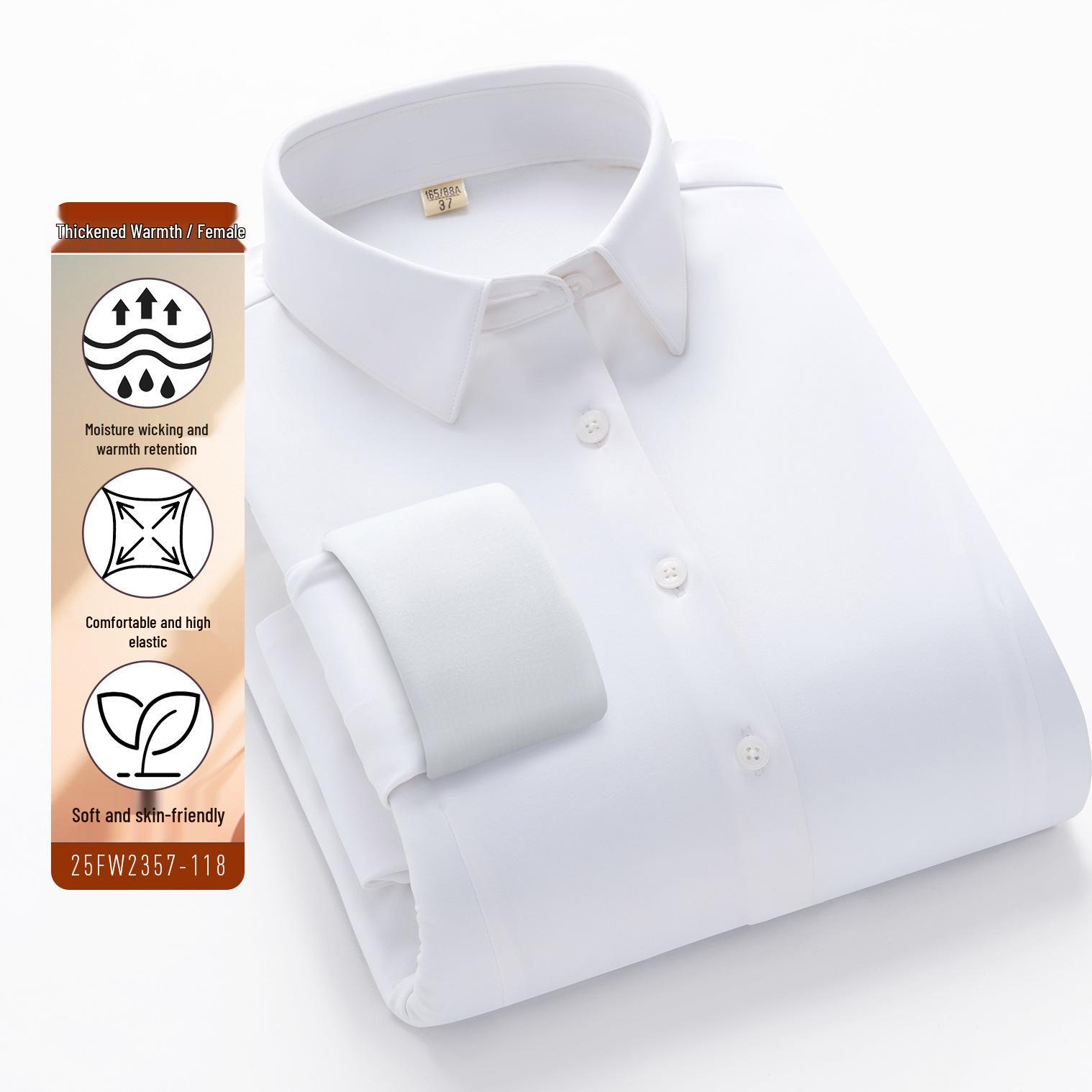

Women s Fluffy Thickened Long-Sleeve White Shirt, Warm Base Layer, Ideal for Work and Formal Wear in Autumn and Winter. 39 (175/96A)