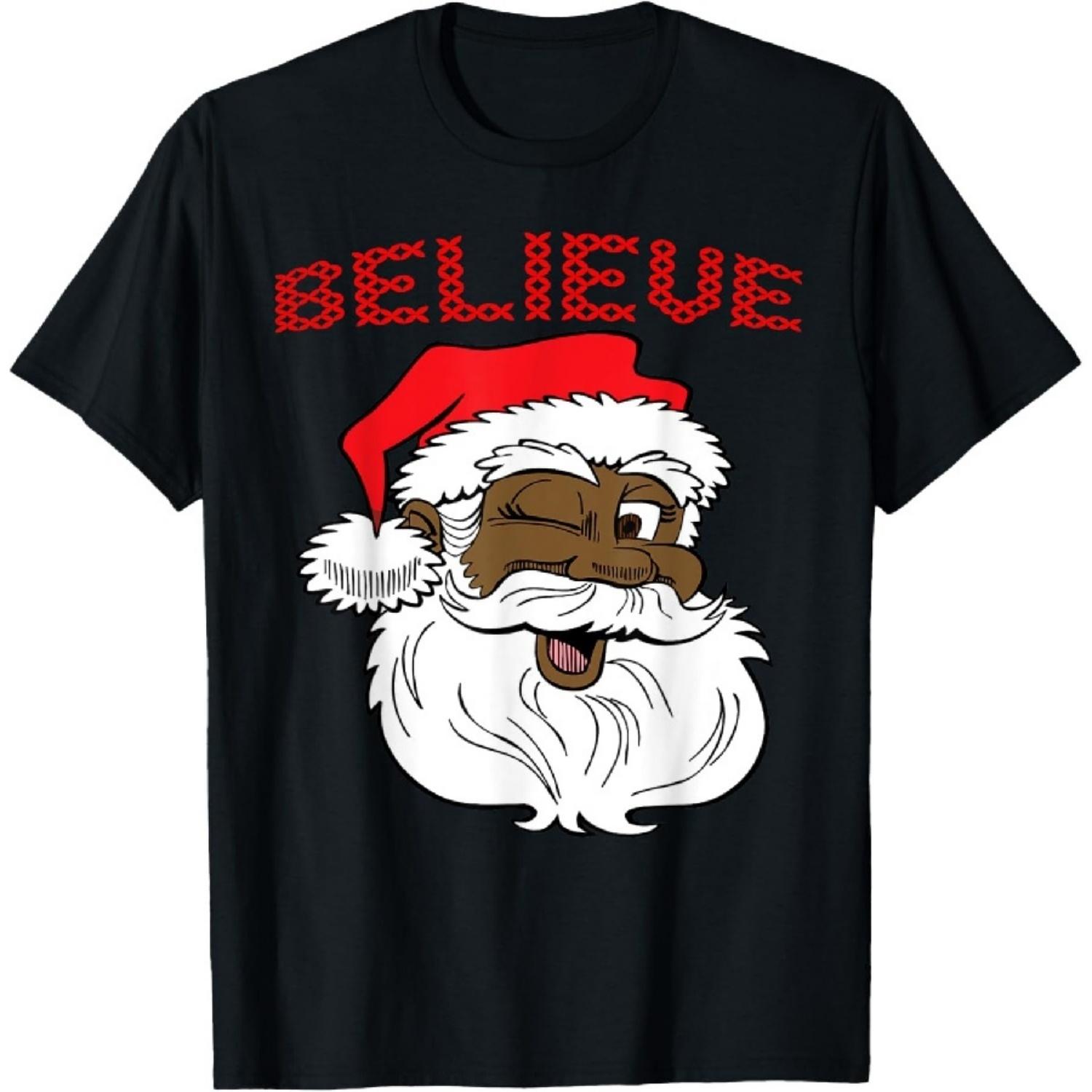

Black Believe Santa Claus Shirt - Fun African American Santa T-Shirt S