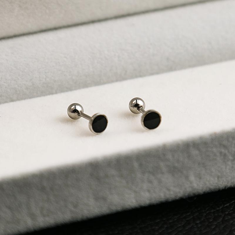 Stainless Steel Geometric Black Series Stud Earrings, Cross Simple Earrings, Love Dripping Oil Personalized Earrings