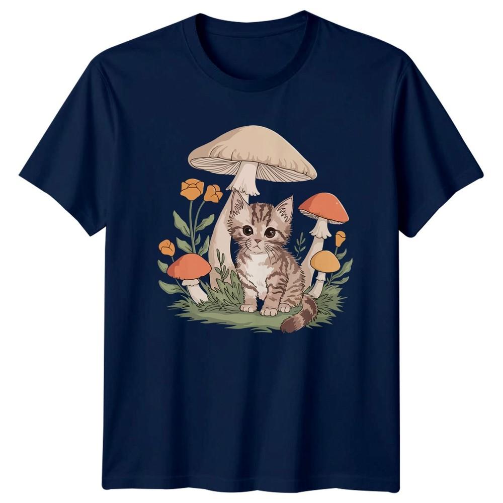 Adorable Kitten Among Mushroom And TShirt Kitten Fungi Nature Animals Birthday