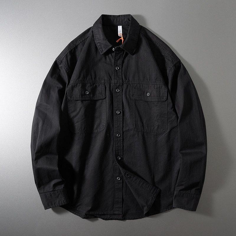 Workwear Shirt Men's Long Sleeves American Heavy Weight Pure Cotton Mountain Mechanical Style Shirt Export Export Tail Single Men's Clothing Outwear