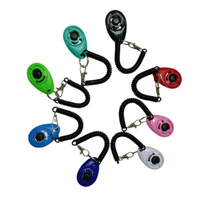 Oval Clicker Dog Training Device with Rope and Black Button