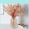 Faux Winter Green Gold Ginkgo Leaf Fan With Red Berry For Seasonal Festivity Centerpiece