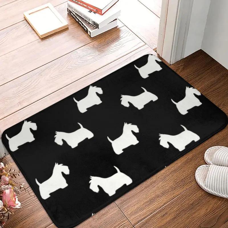 Lodestar Unisex Cute Scottish Terrier Silhouettes Front Door Floor Entrance Mats Indoor Scottie Dog Bath Kitchen Doormat Toilet Carpet Rug