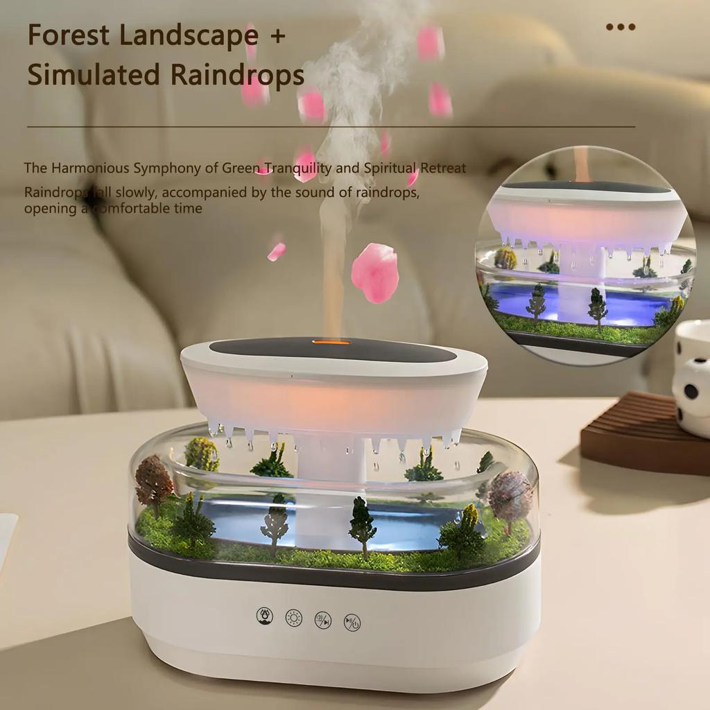 Aroma Humidifier Raindrop Air Humidifier Colorful Light White Noise Essemtial Oil Diffuser Home Ultrasonic Fragrance Diffuser