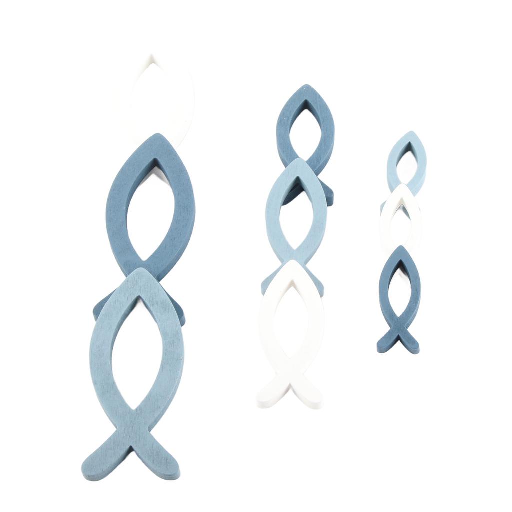 Set di 9 Pezzi di Pesci Decorativi in Legno 3 Misure Pesce Decorazione Battesimo Ragazzo Ragazza Decorazione per Battesimo Comunione e