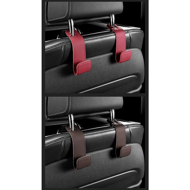 Multi-Functional Car Seat Rear Hook Headrest Premium Leather Auto Rear Seat Organizer Hanger Easy Install Auto Seat Storage Hook