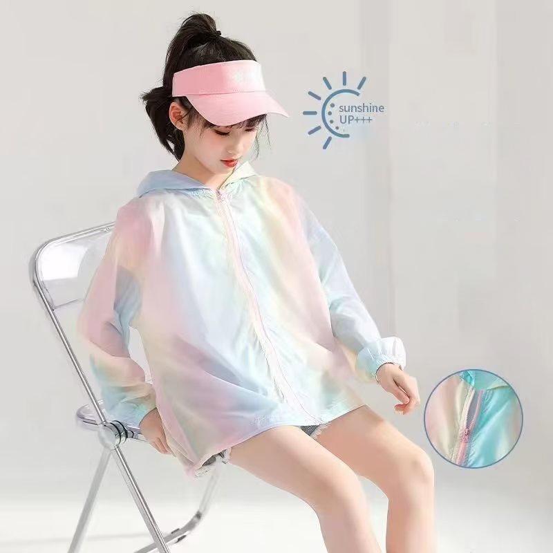 

Девочки Летний Солнцезащитный Плащ Радужный Тонкий Стиль Принцесса Куртка Для Активного Отдыха 3-12 Лет Детская Одежда 120 разноцветный