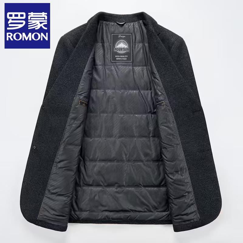 Romons Men's Winter Wool Blend Down Blazer