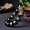 Natural Crystal Obsidian Pixiu Bracelet Black Obsidian Buddha Beads Men's and Women's Hand Jewelry Prayer Beads