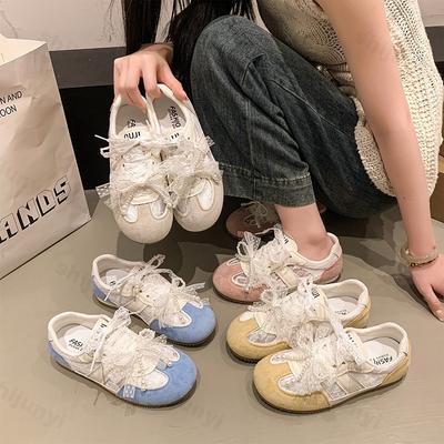 Modische Schleife Spitze Design Mode Lässige Einzelne Schuhe für Damen 2025 Frühling Neuer Stil Bequem Atmungsaktiv Flachmund Flache Sneaker