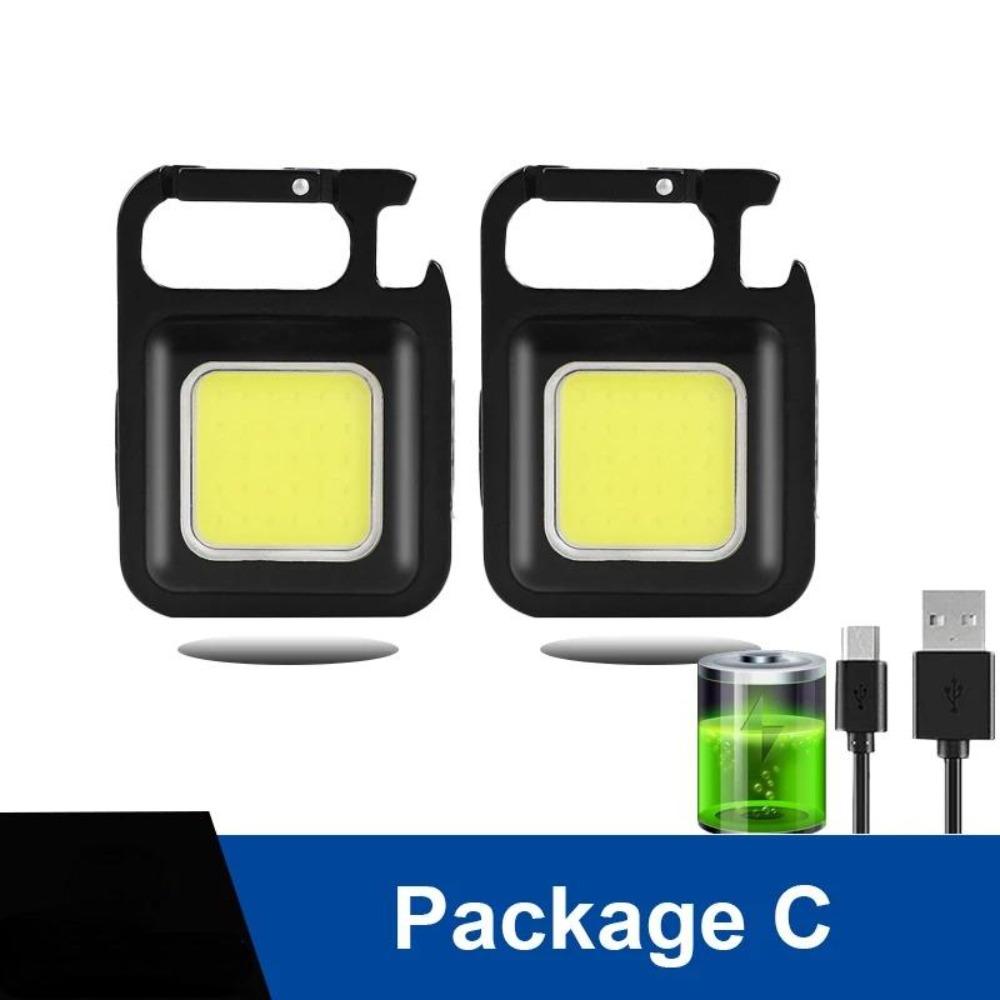 Mini LED Keychain Light Multifunction Portable USB Rechargeable Pocket Work Light with Corkscrew for Outdoor Camping Fishing Climbing