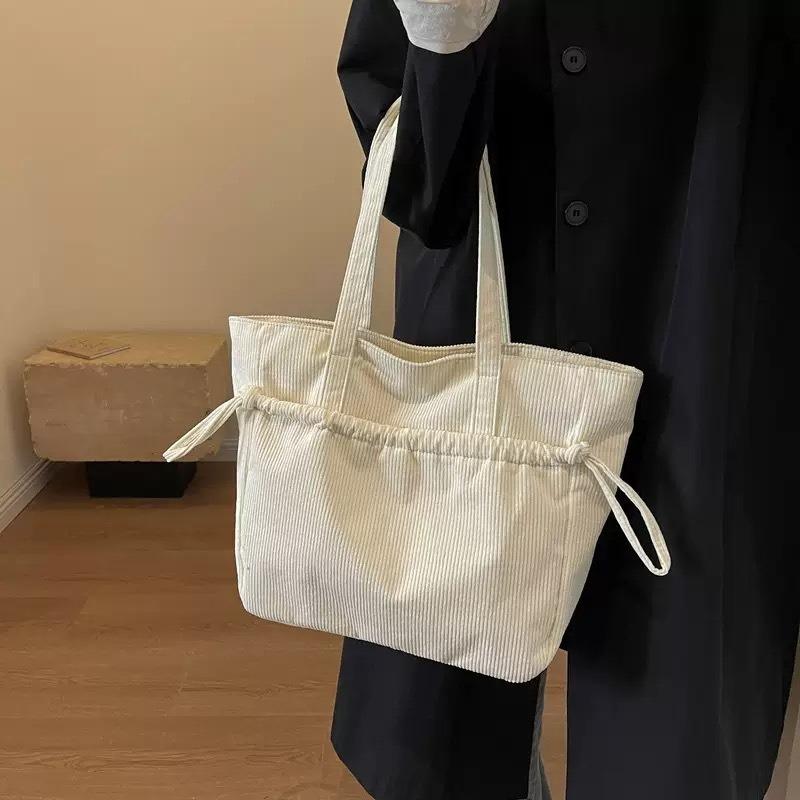 Large Capacity Corduroy Tote Bag Women's Autumn and Winter New Pumping Belt Women's Bag Student Shoulder Bag Armpit Big Bag