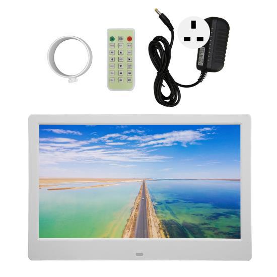 

12,5-дюймовая цифровая фоторамка HD 1366x768 USB-карта памяти с поддержкой ЖК-электронной фоторамки белого цвета 100‑240 В британская вилка